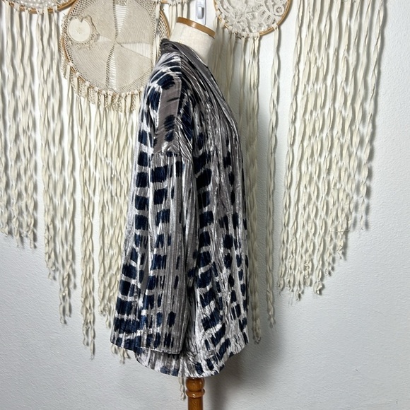 J. Jill | Pure Jill Gray Taupe and Navy Velvet Jacket Size M - Picture 5 of 9